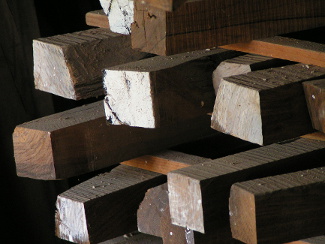 wood cut in squares for drying