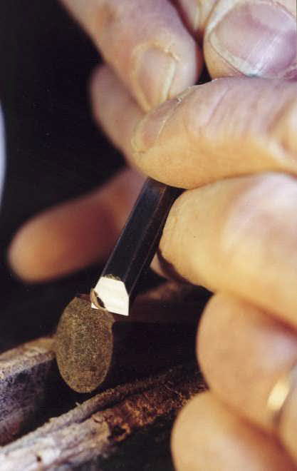 carving the chamfer with a chisel