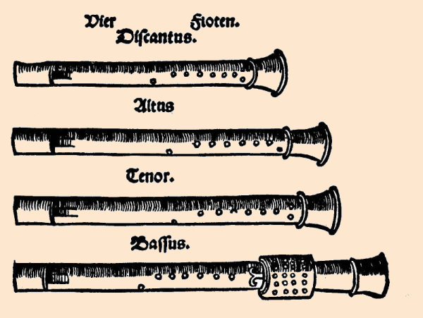 a recorder quartet drawn by Agricola