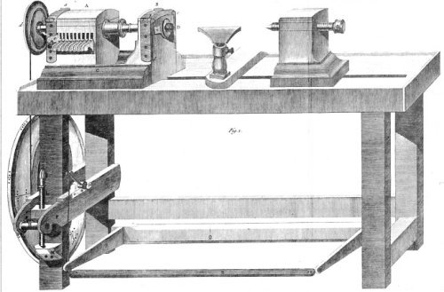 A lathe with a flywheel